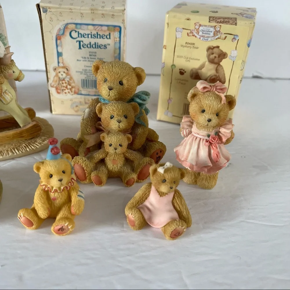 VTG Cherished Teddies Lot of 6 Figurines Nursery Rocking Horse Kids Beth, Benji